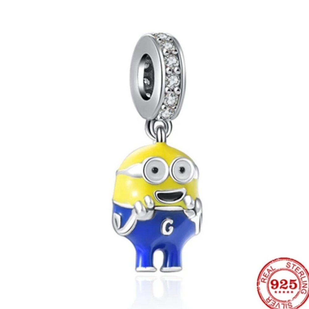 🎆Sterling Silver 925 Bob from Minions and Despicable Me Dangle Bracelet Charm